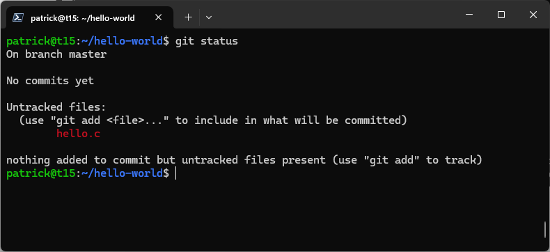 Die Datei ist noch nicht mit Git verwaltet