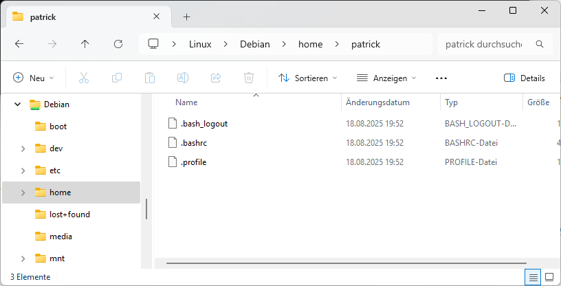 Das Heimverzeichnis im Windows-Explorer